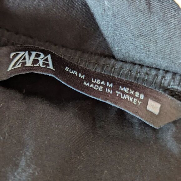 Zara Cutout Back Lantern Sleeve Cropped Sweetheart Neckline Smocked Top Sz M - Picture 6 of 8